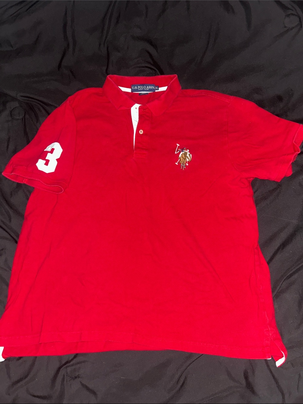 Polo Assn Red Men’s Short-Sleeve Polo with Chest Logo